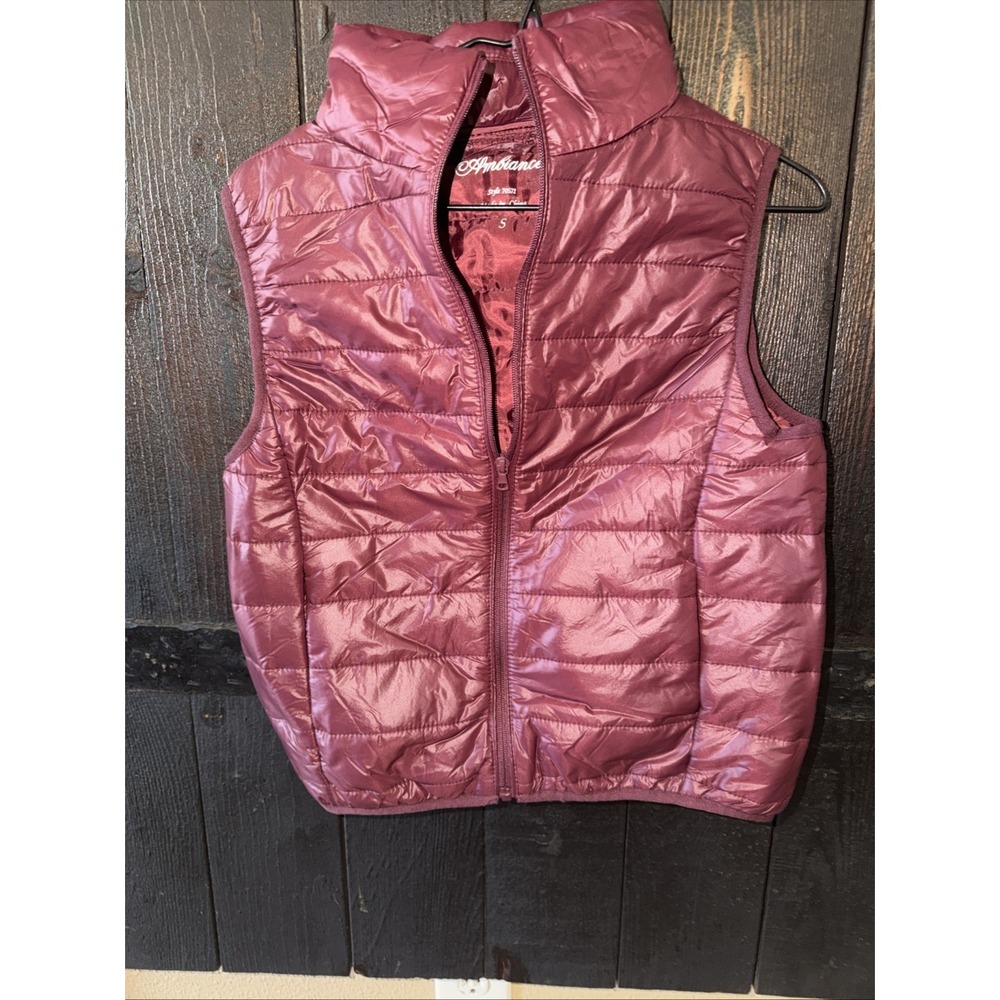 Ambiance Style 70572 Maroon Vest Women's Size Small Lightweight Packable S